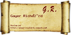 Gayer Richárd névjegykártya